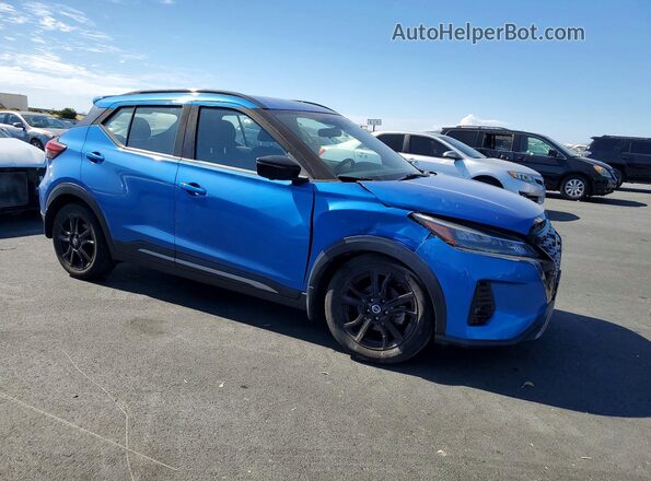 3N1CP5DV3ML529286 2021 NISSAN KICKS Blue Delantero derecho