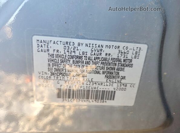 3N1CP5DV4ML490384 2021 NISSAN KICKS Silver Շարժիչի բաժամունքի տեսք
