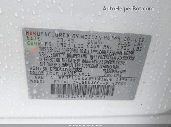 3N1CP5DV4PL523923 2023 NISSAN KICKS White Շարժիչի բաժամունքի տեսք