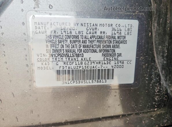 3N1CP5DV5LL578813 2020 NISSAN KICKS Gray Widok komory silnika