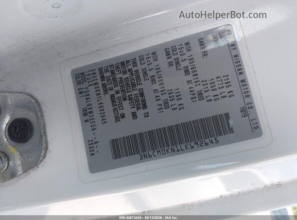 3N6CM0KN1LK692645 2020 NISSAN NV200  CARGO White Widok komory silnika
