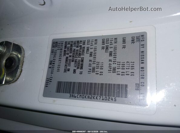 3N6CM0KN2KK710245 2019 NISSAN NV200 White Vista del compartimento del motor