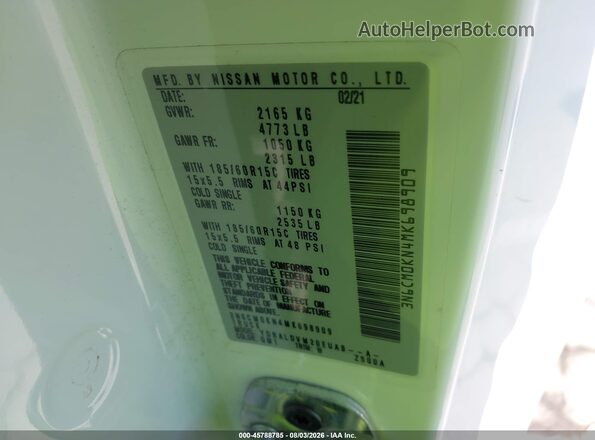 3N6CM0KN4MK698909 2021 NISSAN NV200  CARGO White Engine compartment view