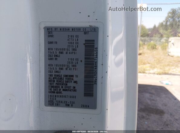 3N6CM0KN8HK716608 2017 NISSAN NV200 White Շարժիչի բաժամունքի տեսք
