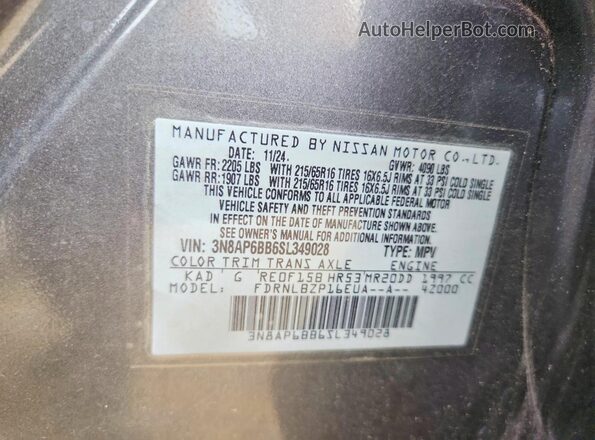 3N8AP6BB6SL349028 2025 NISSAN KICKS Gray Widok wnętrza 360 stopni