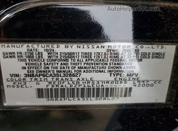 3N8AP6CA3SL328627 2025 NISSAN KICKS Black Vista interior de 360 grados