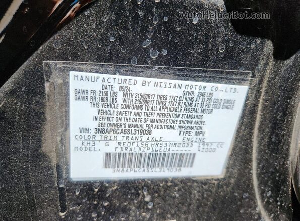 3N8AP6CA5SL319038 2025 NISSAN KICKS Черный Вид наклейки с VIN-кодом