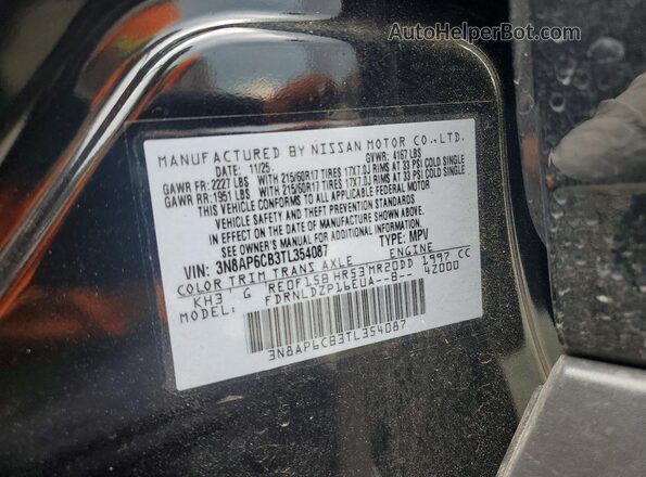 3N8AP6CB3TL354087 2026 NISSAN KICKS Black VIN კოდის სტიკერის ხედი