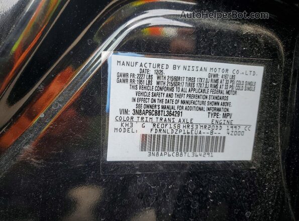 3N8AP6CB8TL364291 2026 NISSAN KICKS Black Widok naklejki z numerem VIN