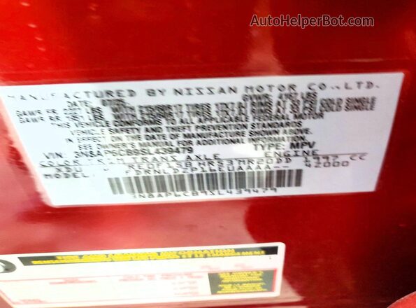 3N8AP6CB9SL439479 2025 NISSAN KICKS Red VIN კოდის სტიკერის ხედი