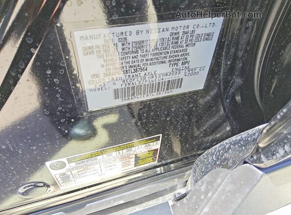 3N8AP6CE8TL387564 2026 NISSAN KICKS Black VIN կոդի պիտակի տեսք