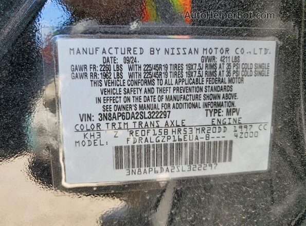 3N8AP6DA2SL322297 2025 NISSAN KICKS Black 360 interior view