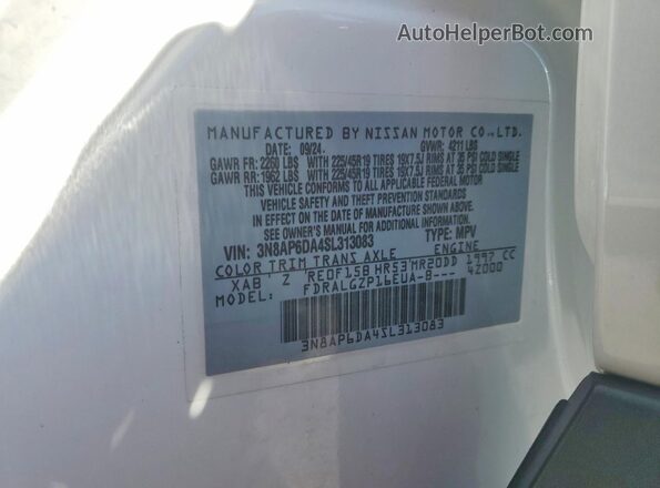 3N8AP6DA4SL313083 2025 NISSAN KICKS White 