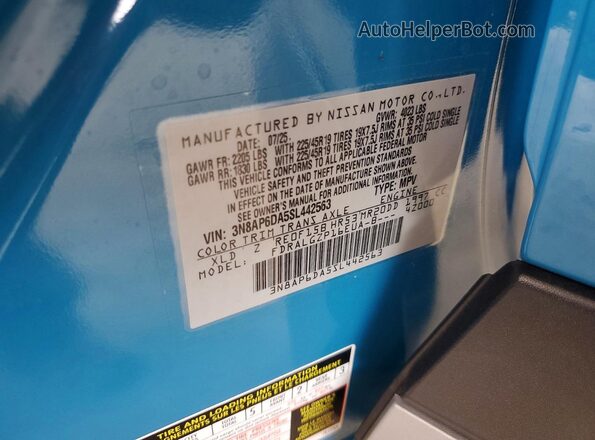 3N8AP6DA5SL442563 2025 NISSAN KICKS Синий Панорамный вид салона 360°