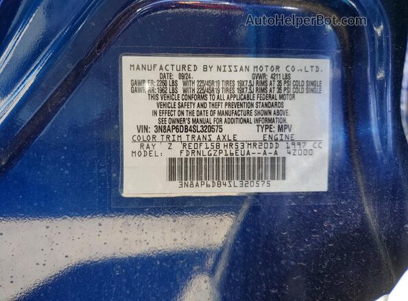 3N8AP6DB4SL320575 2025 NISSAN KICKS Синий Вид подкапотного пространства