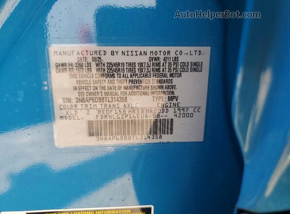 3N8AP6DB8TL314358 2026 NISSAN KICKS Синий Вид подкапотного пространства
