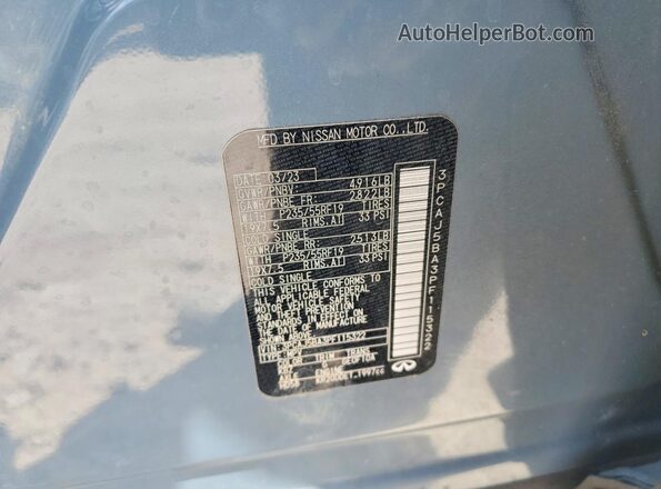 3PCAJ5BA3PF115322 2023 INFINITI QX50 Синий Вид наклейки с VIN-кодом