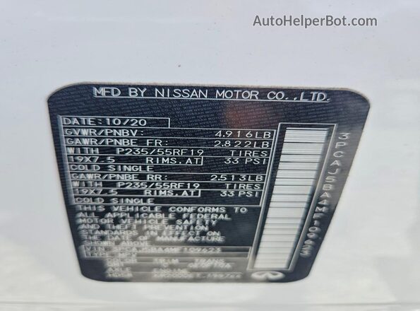 3PCAJ5BA4MF109623 2021 INFINITI QX50 White Engine compartment view