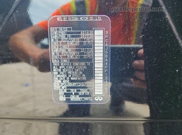 3PCAJ5BA4PF124367 2023 INFINITI QX50 Black VIN sticker view