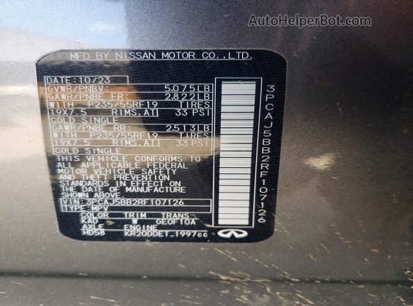 3PCAJ5BB2RF107126 2024 INFINITI QX50 Gray Widok komory silnika