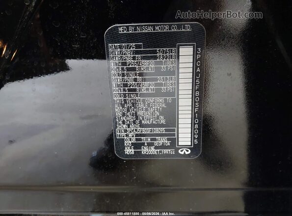 3PCAJ5FB0SF108095 2025 INFINITI QX50 Black Շարժիչի բաժամունքի տեսք