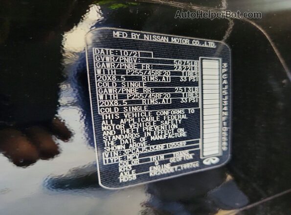 3PCAJ5J34NF105589 2022 INFINITI QX55 Black Vista de la etiqueta del VIN