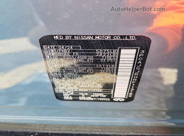 3PCAJ5JR0RF113182 2024 INFINITI QX55 Blue Vista de la etiqueta del VIN