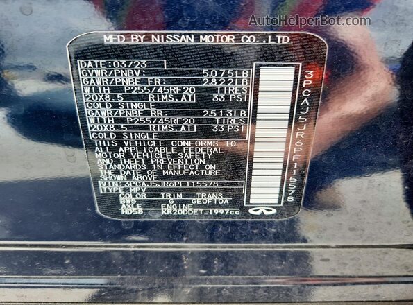 3PCAJ5JR6PF115578 2023 INFINITI QX55 Blue Widok wnętrza 360 stopni