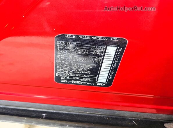 3PCAJ5M13KF107629 2019 INFINITI QX50 Red VIN sticker view