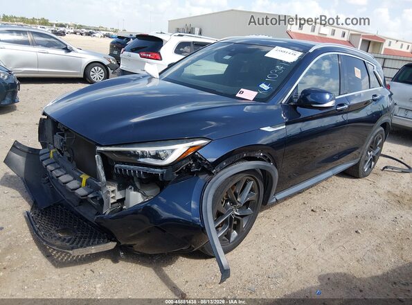 3PCAJ5M15KF103419 2019 INFINITI QX50 Blue Առջևի ձախ երեք քառորդ տեսարան