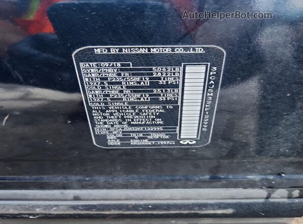 3PCAJ5M32KF122995 2019 INFINITI QX50 Blue Widok naklejki z numerem VIN