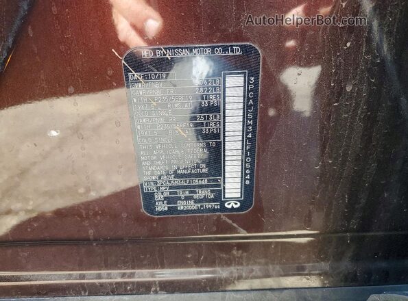 3PCAJ5M34LF105648 2020 INFINITI QX50 Brown VIN sticker view