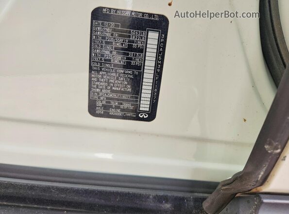 3PCAJ5M39LF118377 2020 INFINITI QX50 Белый Вид наклейки с VIN-кодом