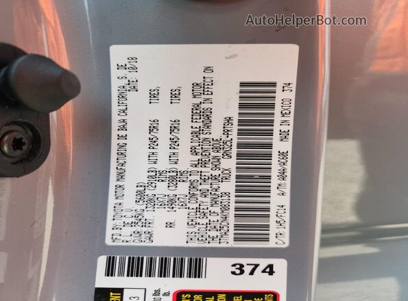 3TMAZ5CN4KM083138 2019 TOYOTA TACOMA Gray VIN კოდის სტიკერის ხედი