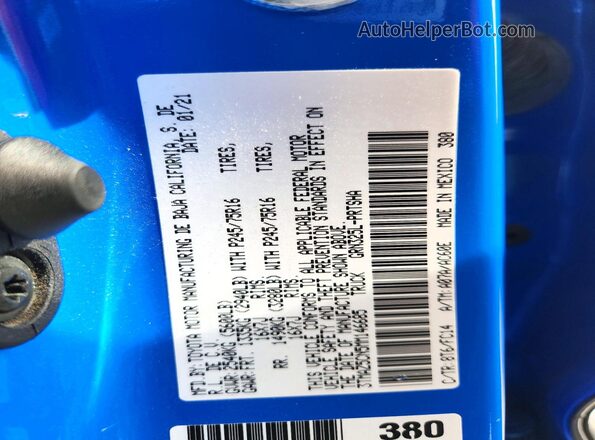 3TMAZ5CN5MM146685 2021 TOYOTA TACOMA Blue VIN sticker view