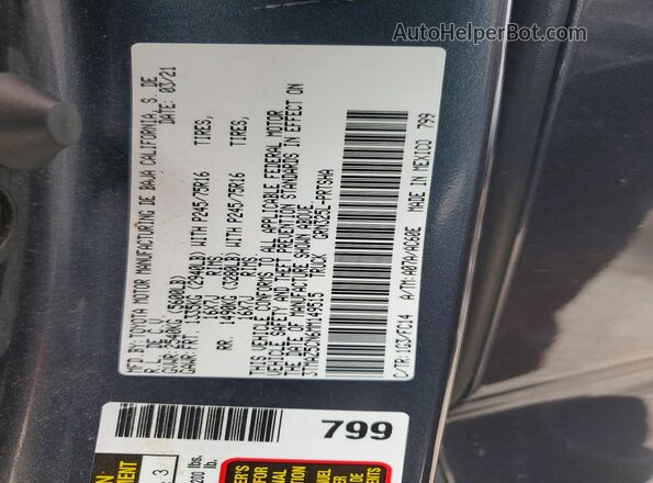 3TMAZ5CN6MM149515 2021 TOYOTA TACOMA Gray VIN sticker view
