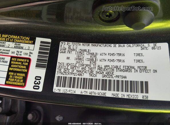 3TMAZ5CN7PM214067 2023 TOYOTA TACOMA Gray Vista del compartimento del motor