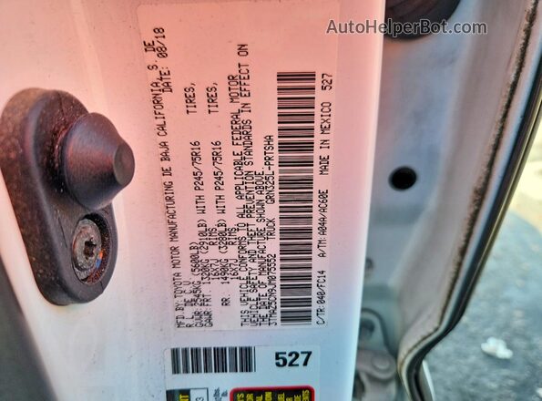 3TMAZ5CN9JM075552 2018 TOYOTA TACOMA White VIN կոդի պիտակի տեսք