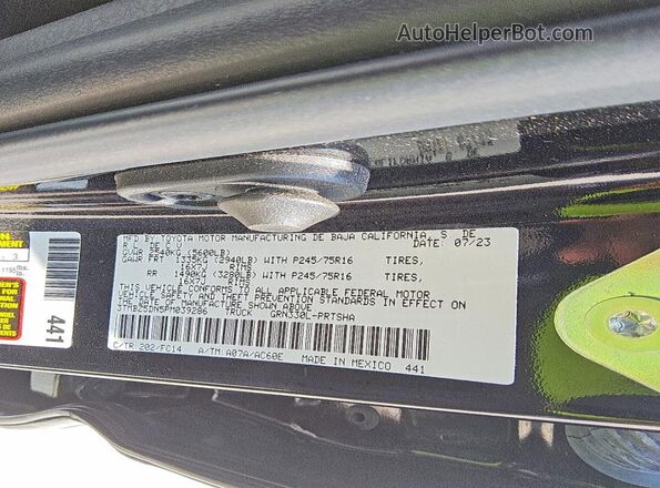 3TMBZ5DN5PM039286 2023 TOYOTA TACOMA Black Շարժիչի բաժամունքի տեսք