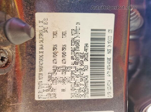 3TMBZ5DN9MM029436 2021 TOYOTA TACOMA Gray Engine compartment view