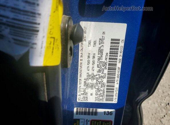3TMCZ5AN0HM110257 2017 TOYOTA TACOMA Blue Vista del compartimento del motor
