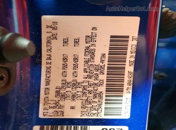 3TMCZ5AN0JM160954 2018 TOYOTA TACOMA Blue Вид підкапотного простору
