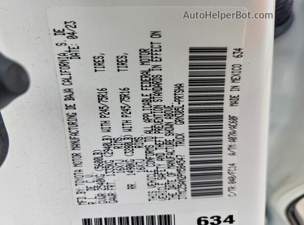 3TMCZ5AN2PM584547 2023 TOYOTA TACOMA White Engine compartment view