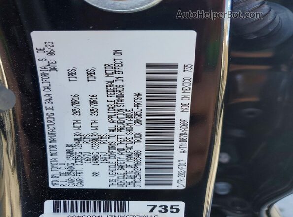 3TMCZ5AN2PM605400 2023 TOYOTA TACOMA Black Շարժիչի բաժամունքի տեսք