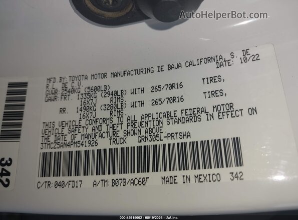 3TMCZ5AN4PM541926 2023 TOYOTA TACOMA Белый Вид подкапотного пространства