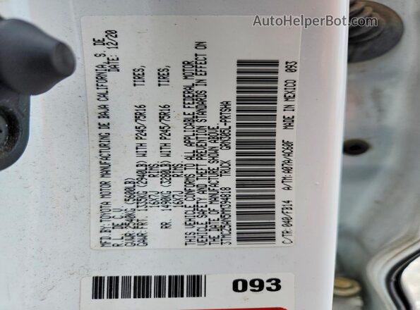3TMCZ5AN5MM394818 2021 TOYOTA TACOMA White VIN sticker view
