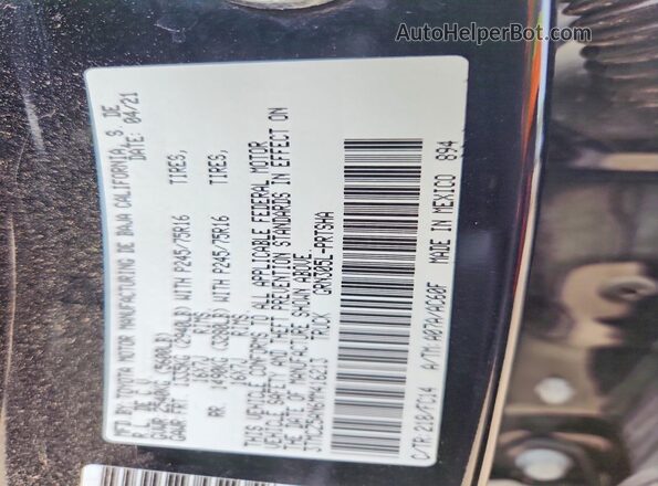 3TMCZ5AN6MM416213 2021 TOYOTA TACOMA Черный Вид наклейки с VIN-кодом