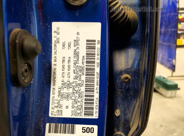 3TMCZ5AN7JM135372 2018 TOYOTA TACOMA Blue Вид наклейки з VIN-кодом