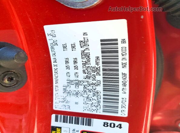 3TMCZ5AN8KM239757 2019 TOYOTA TACOMA Red Շարժիչի բաժամունքի տեսք