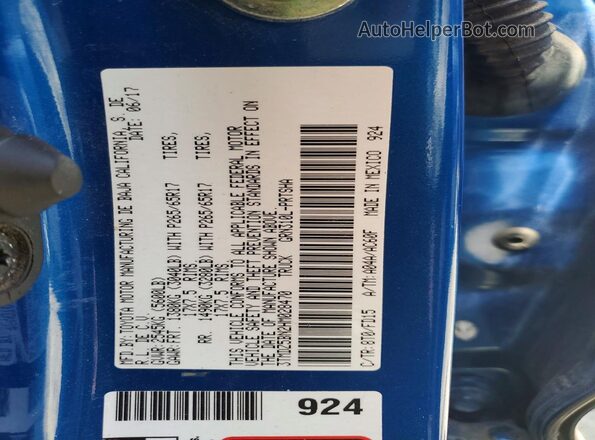 3TMDZ5BN2HM028470 2017 TOYOTA TACOMA Blue VIN կոդի պիտակի տեսք